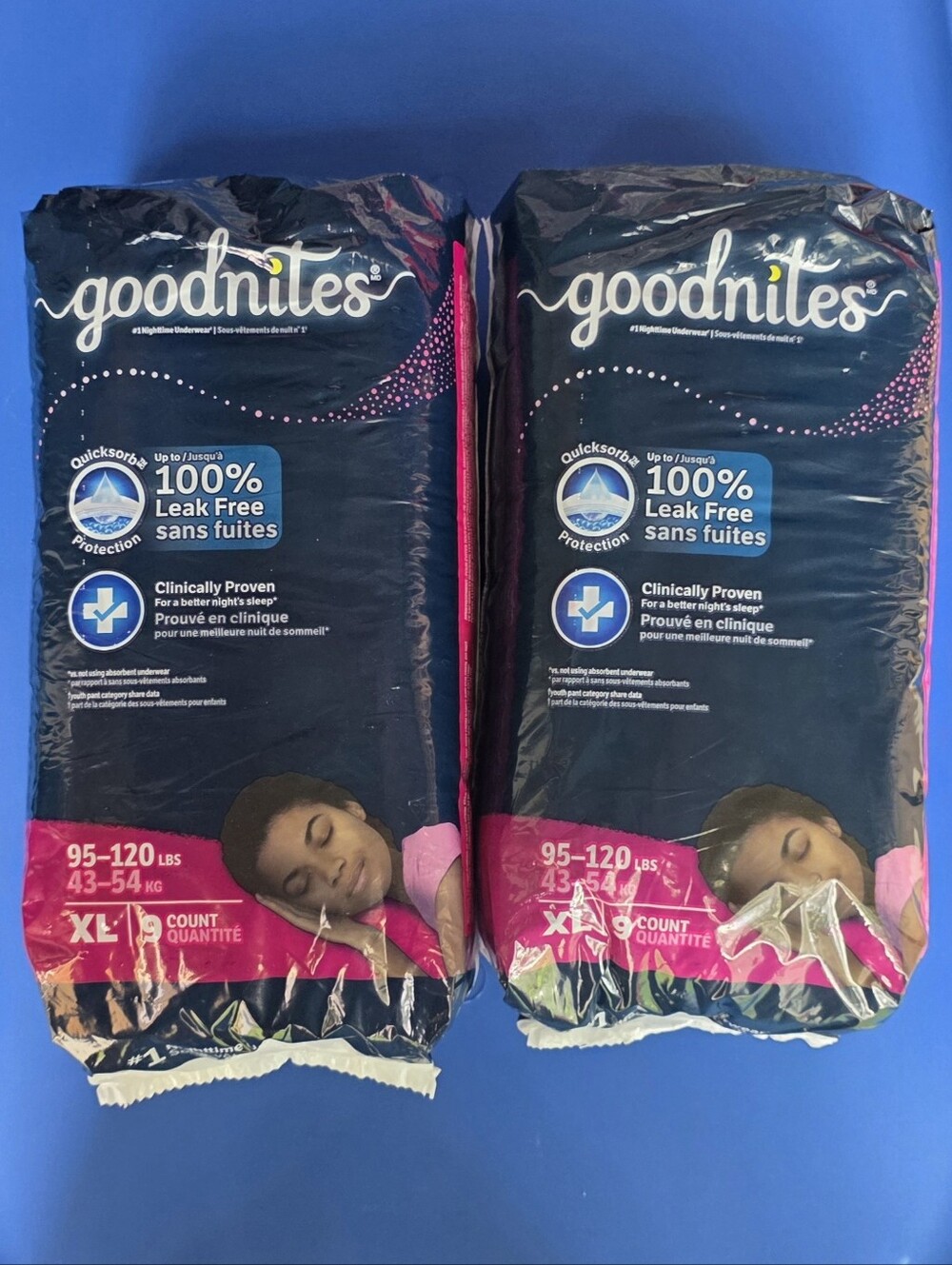 Goodnites Girls' Nighttime Bedwetting Underwear XL- 9 ct, 2 packs